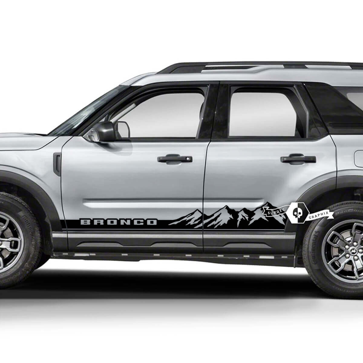 2x Ford Bronco Mountains Forest Rocker Panel Side logo Decals Stickers
