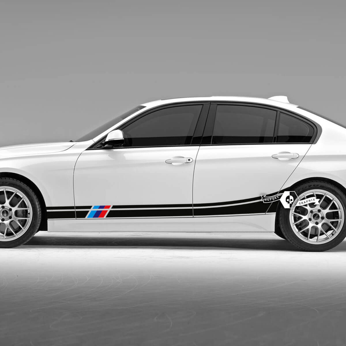 Pair BMW Doors Side Stripes Rally Motorsport Trim Vinyl Decal Sticker F30 G20 M Colors
