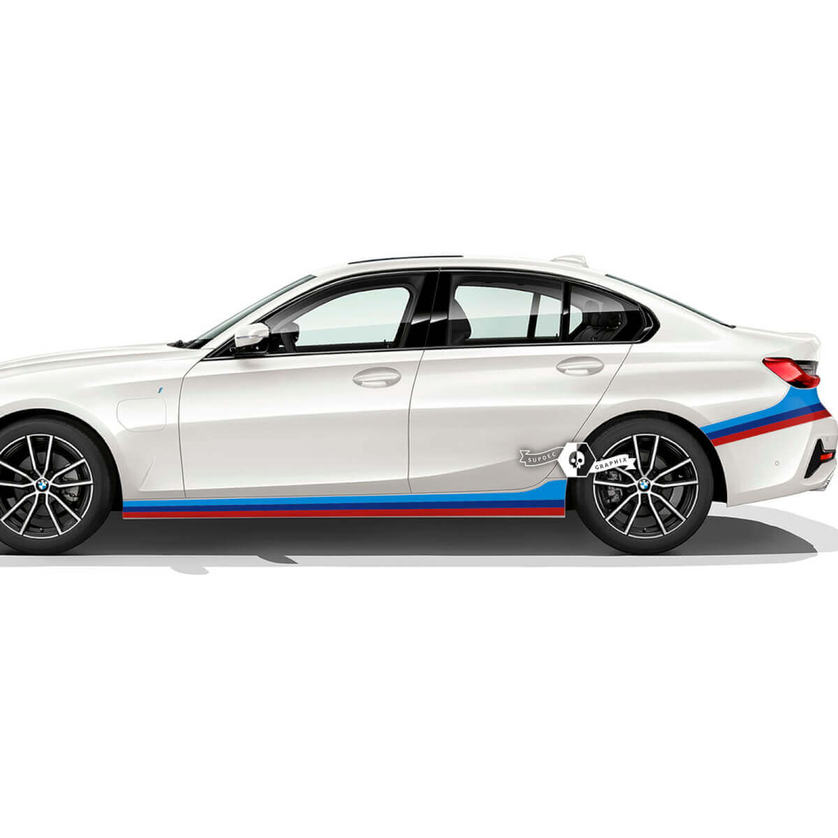 Pair BMW Doors Side Rear Fender Rocker Panel Stripes Rally Motorsport Vinyl Decal Sticker F30 G20 M Colors
