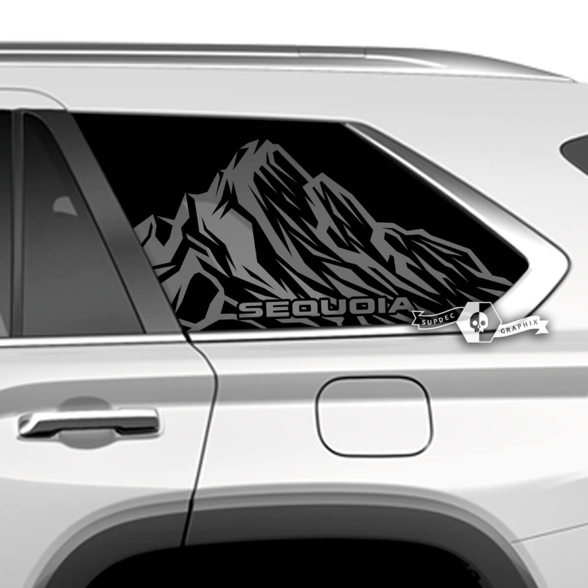 Pair Toyota Sequoia Rear Window Mountains Logo Vinyl Stickers Decal fit Toyota Sequoia

