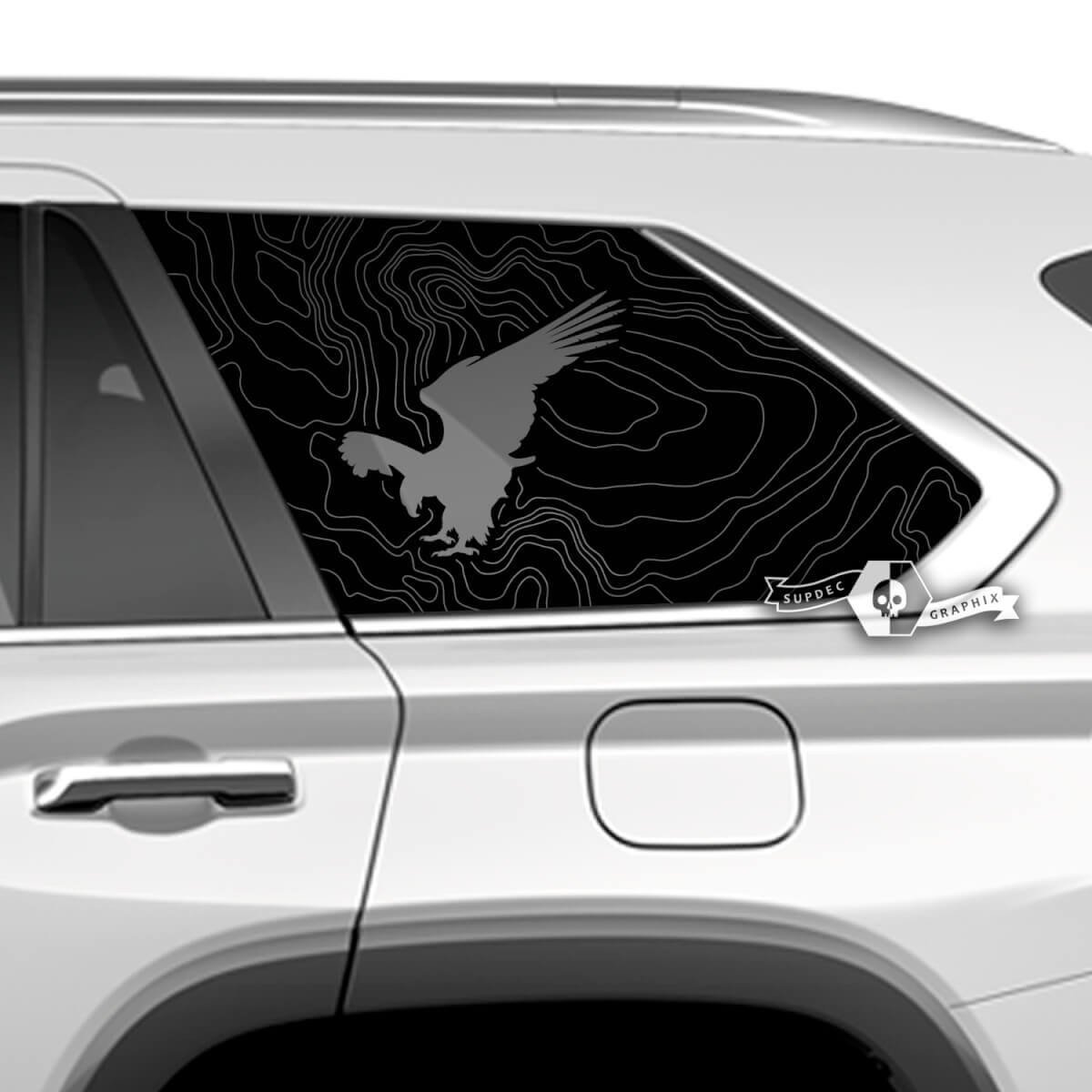 Pair Toyota Sequoia Door Side Window Topographic Map Topo Vinyl Stickers Decal fit Toyota Sequoia
