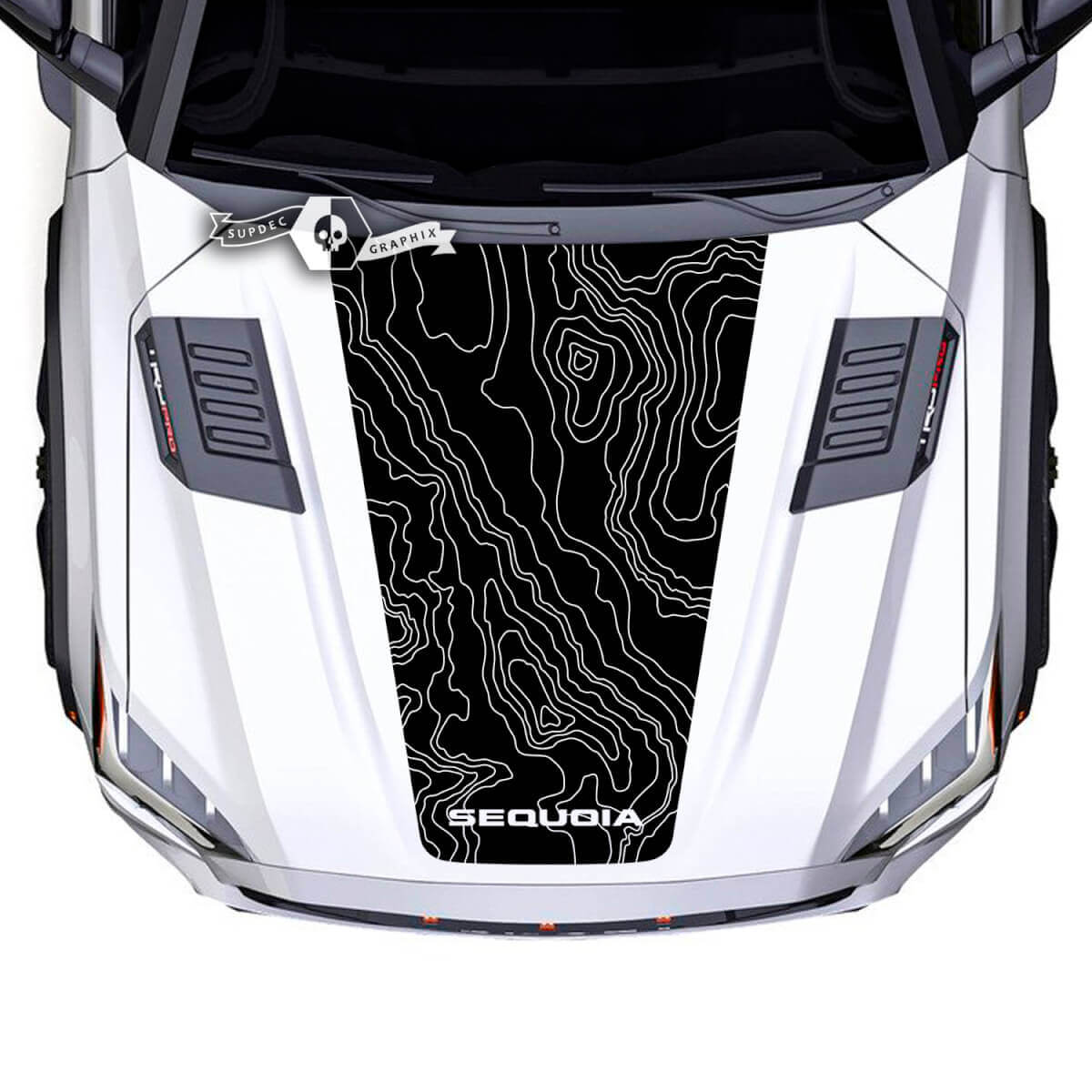 Toyota Sequoia Hood Topographic Map Logo Vinyl Stickers Decal suitable for Toyota Sequoia
