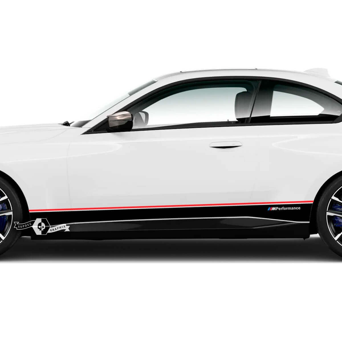 Pair BMW M2 M240 G42 F22 F87 M Performance Rocker Panel Side Stripes Doors Stripe M Vinyl Decal Sticker 2 Colors
