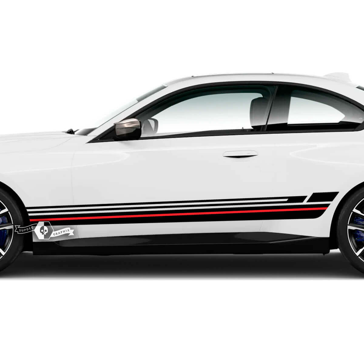 Pair BMW M2 M240 G42 F22 F87 M Performance Rocker Panel Side Stripes Line Doors Stripe M Vinyl Decal Sticker 2 Colors
