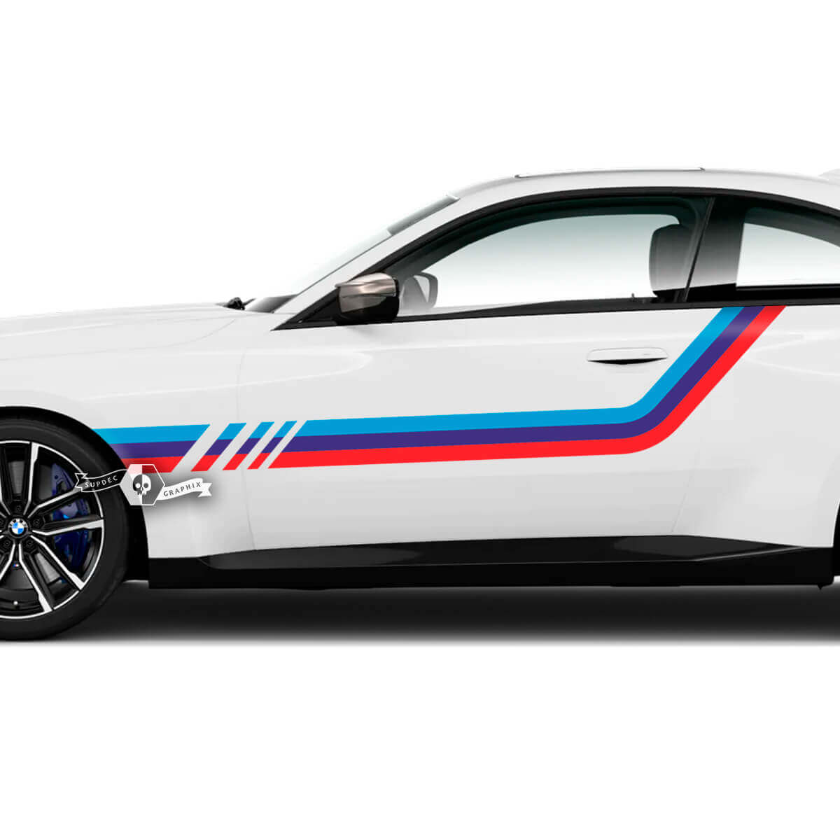 Pair BMW M2 M240 G42 F22 F87 M Performance Rocker Panel Stripes Doors Fender Side Stripe Vinyl Decal Sticker M Colors
