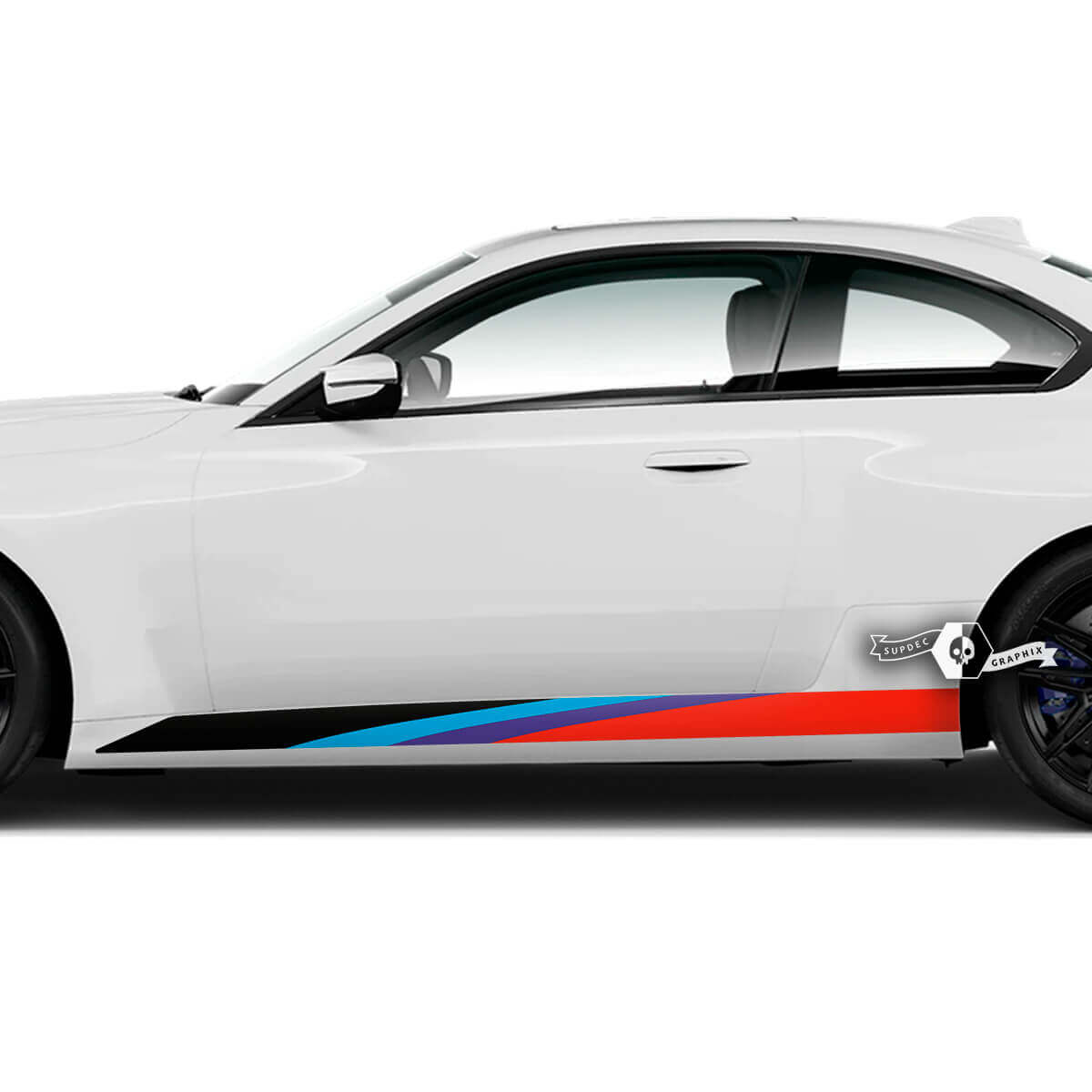 Pair BMW M2 M240 G42 F22 F87 M Performance Rocker Panel Side Stripes Doors Vinyl Decal Sticker M Style
