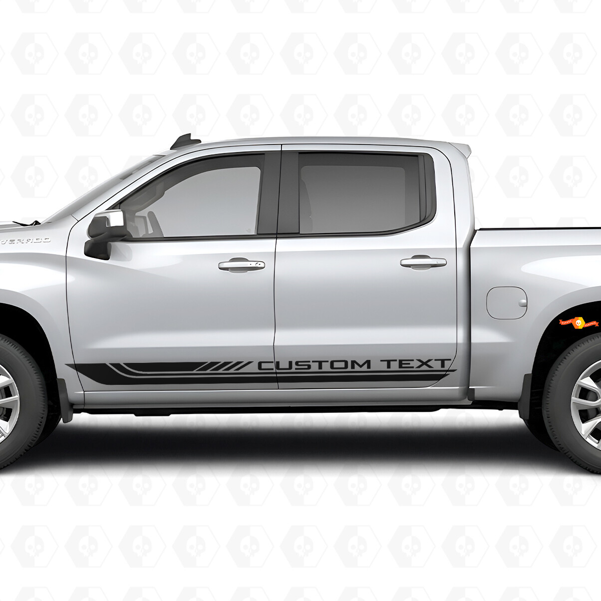 Custom Text Frame Door & Rocker Panel Vinyl Stripes for Chevrolet Silverado 1500 T1XX 2019-2026