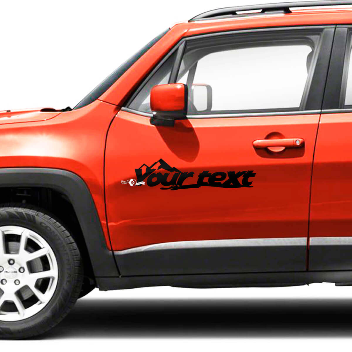 Mountains Custom Text Wing Bonnet Side Doors Vinyl Decals Sticker for Jeep Renegade