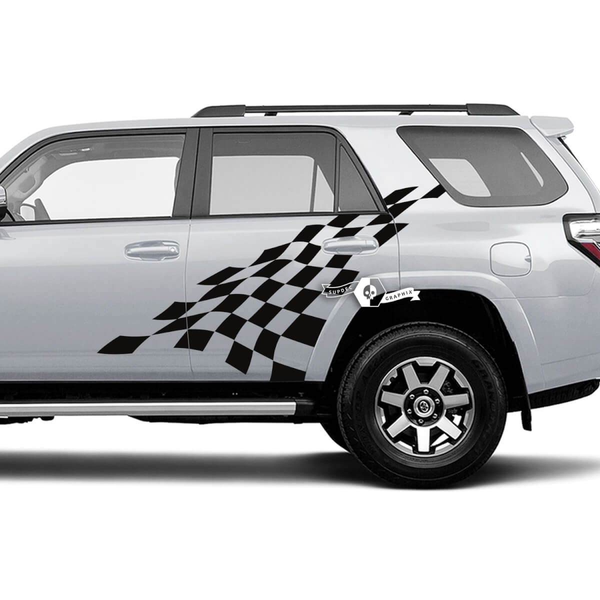 Pair of 4Runner Checkerboard Flag Window Side Vinyl Decals Stickers for Toyota 4Runner
