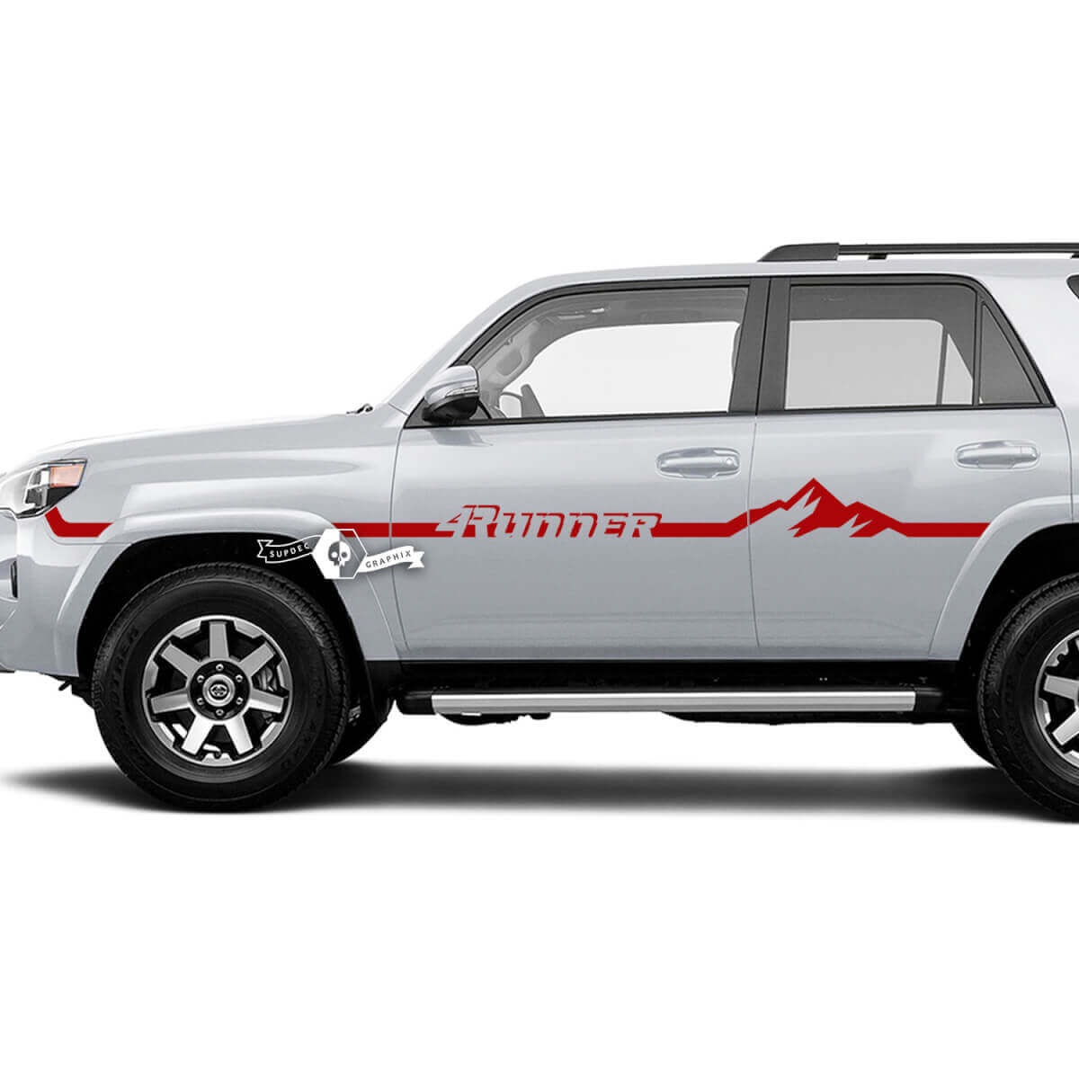 Pair 4Runner Side Door Vinyl Mountains Fender Lines Stripe Vinyl Decals Stickers fits Toyota TRD 4Runner
