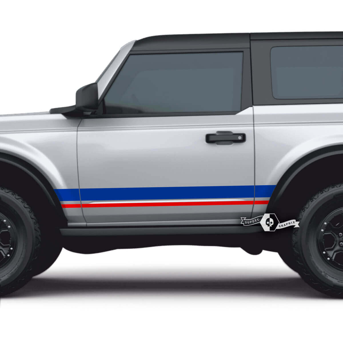 Dual Varying Widths Stripes Door Vinyl Decal Sticker for Musclecar horse