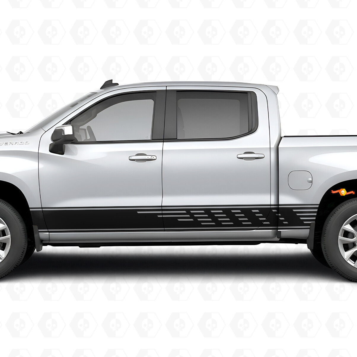 Staggered Slot Door & Rocker Panel Vinyl Stripes for Chevrolet Silverado 1500 T1XX 2019-2026