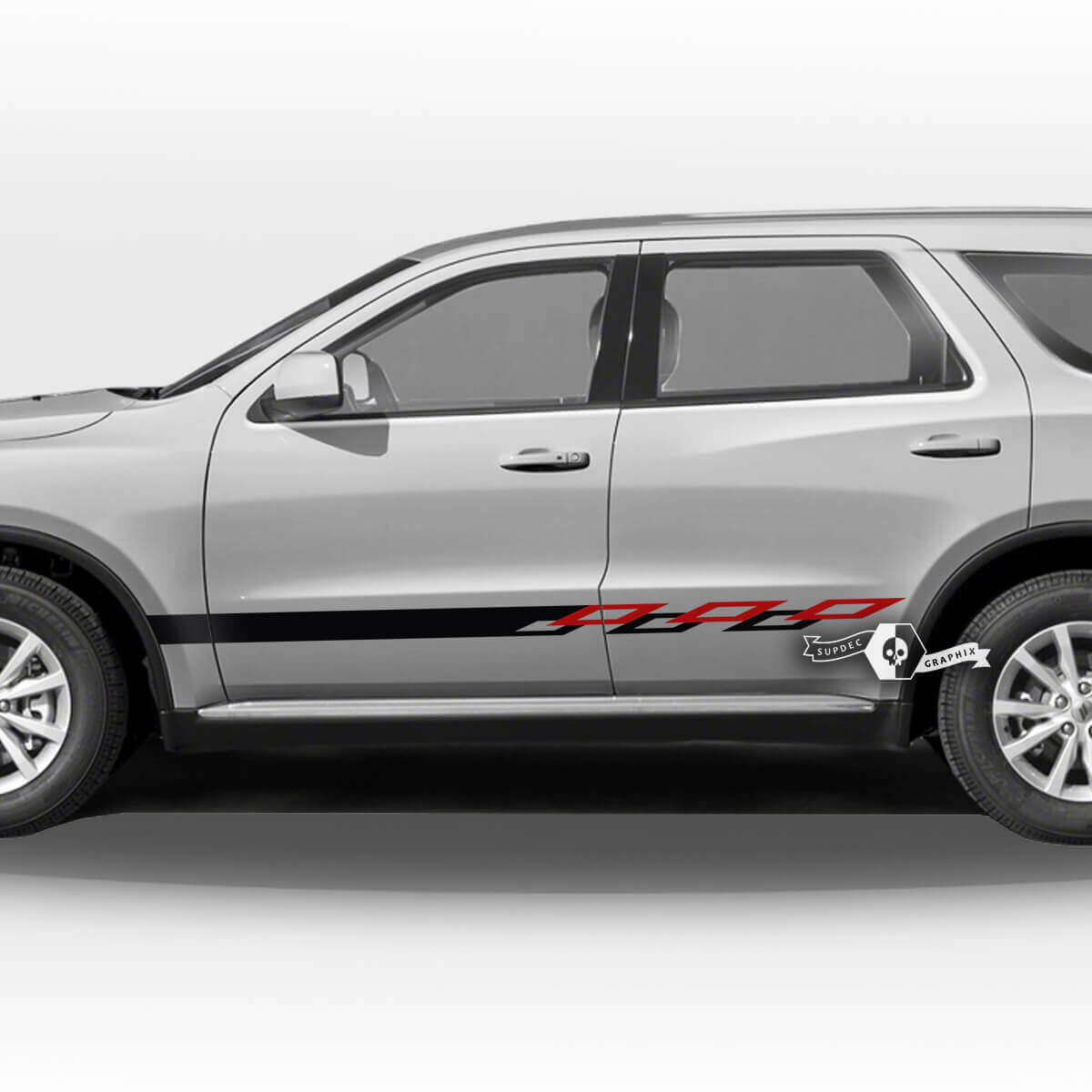 Pair Dodge Durango Side Doors Rocker Panel Trim Checkerboard Flag Stripes Decal Vinyl Stickers 2 Colors
