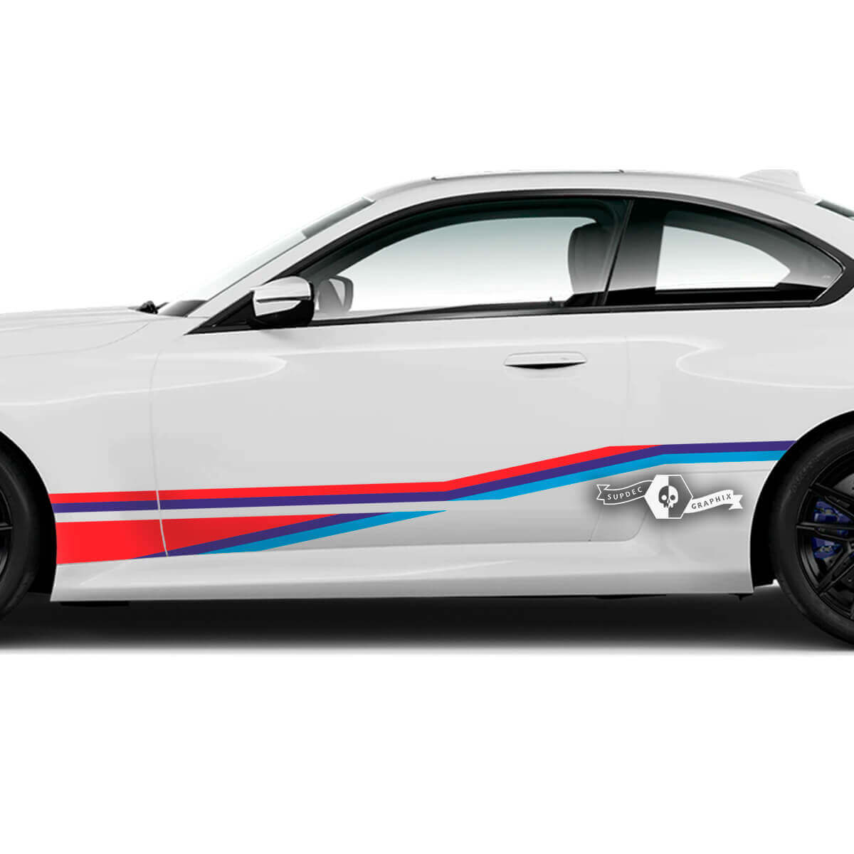 Pair BMW M2 M240 G42 F22 F87 M Performance Side Stripes Doors Fender Stripe M Vinyl Decal Sticker M Colors
