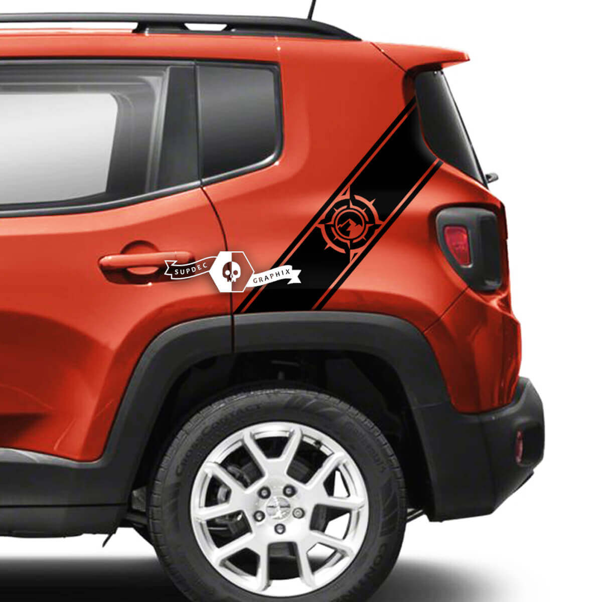 Pair Jeep Renegade Rear Fender Mountains Compass Side Graphic Vinyl Decal Sticker Stripe
