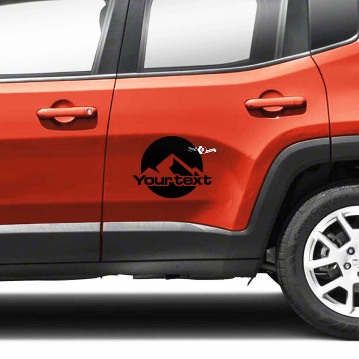 Pair Jeep Renegade Doors Side Mountains Graphic Logo Vinyl Decal Sticker Stripe
