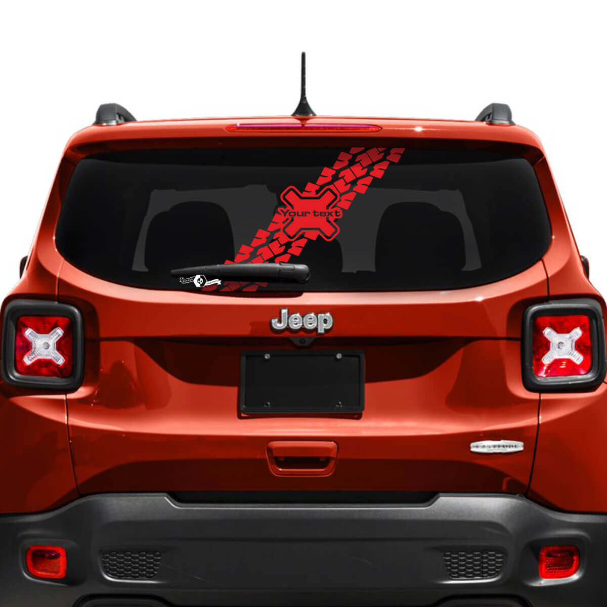 Personnalisé Texte Trace de Pneumatique Autocollant Vinyle de Fenêtre de Hayon pour Jeep Renegade