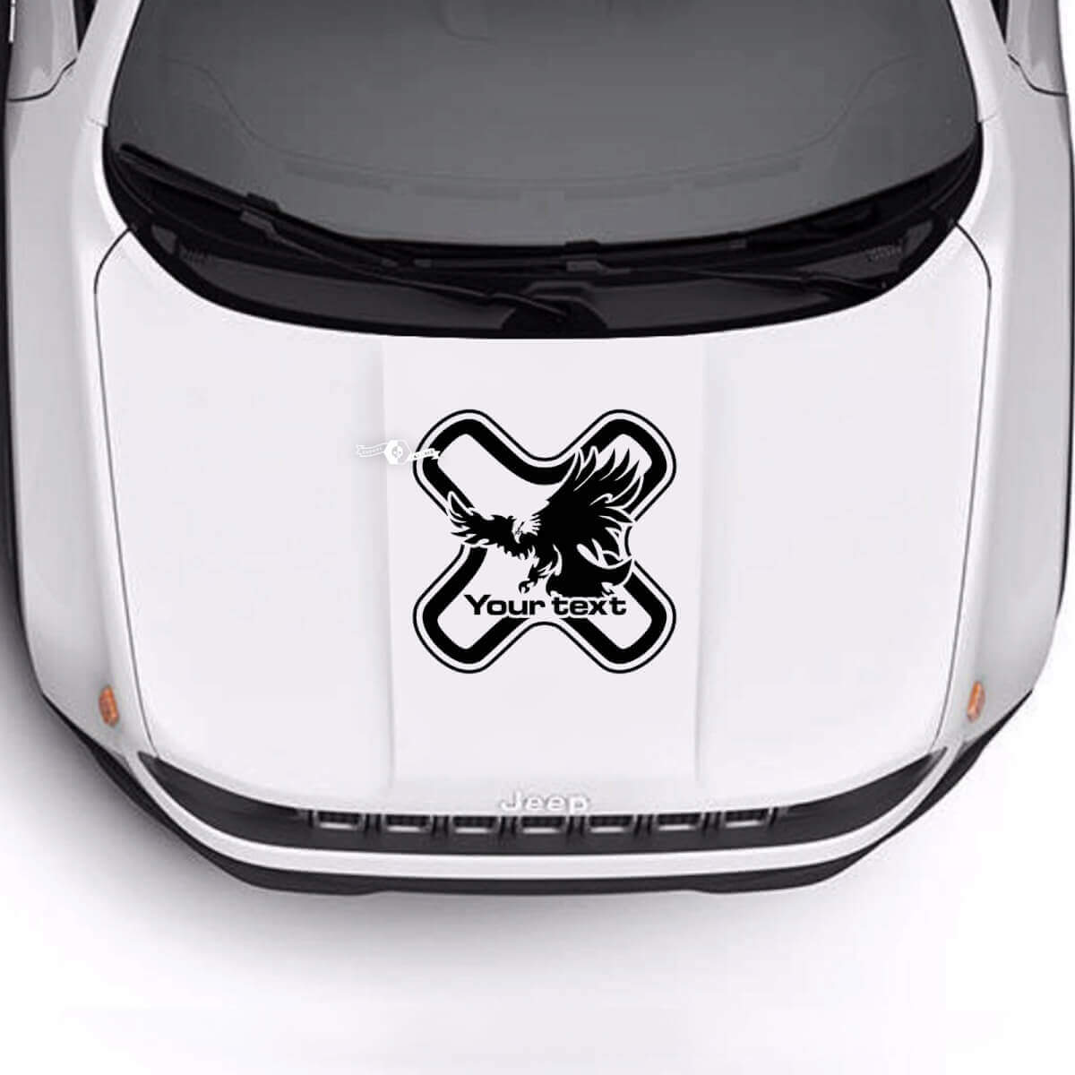 Custom Text Bonnet Bald Eagle Vinyl Decal Sticker 2 for Jeep Renegade
