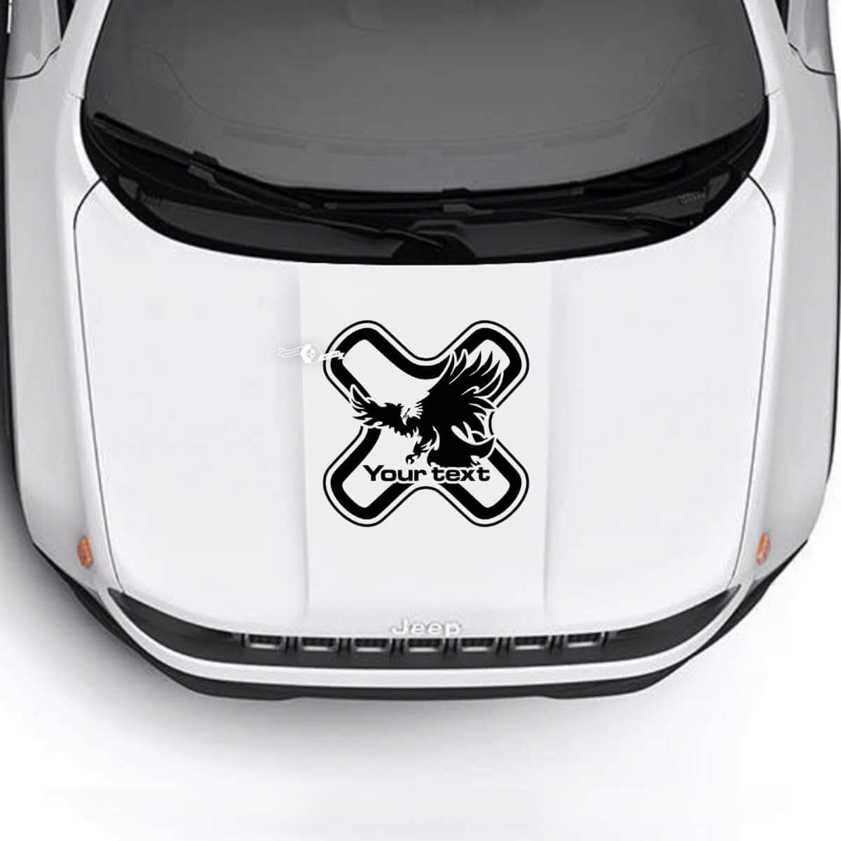 Custom Text Bonnet Bald Eagle Vinyl Decal Sticker for Jeep Renegade Trailhawk