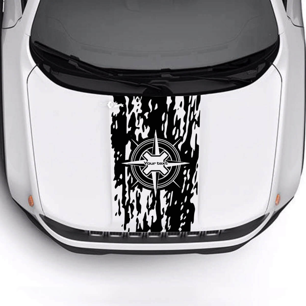 Custom Text Compass Battered Destroyed Flag Bonnet Vinyl Decal Sticker for Jeep Renegade Trailhawk