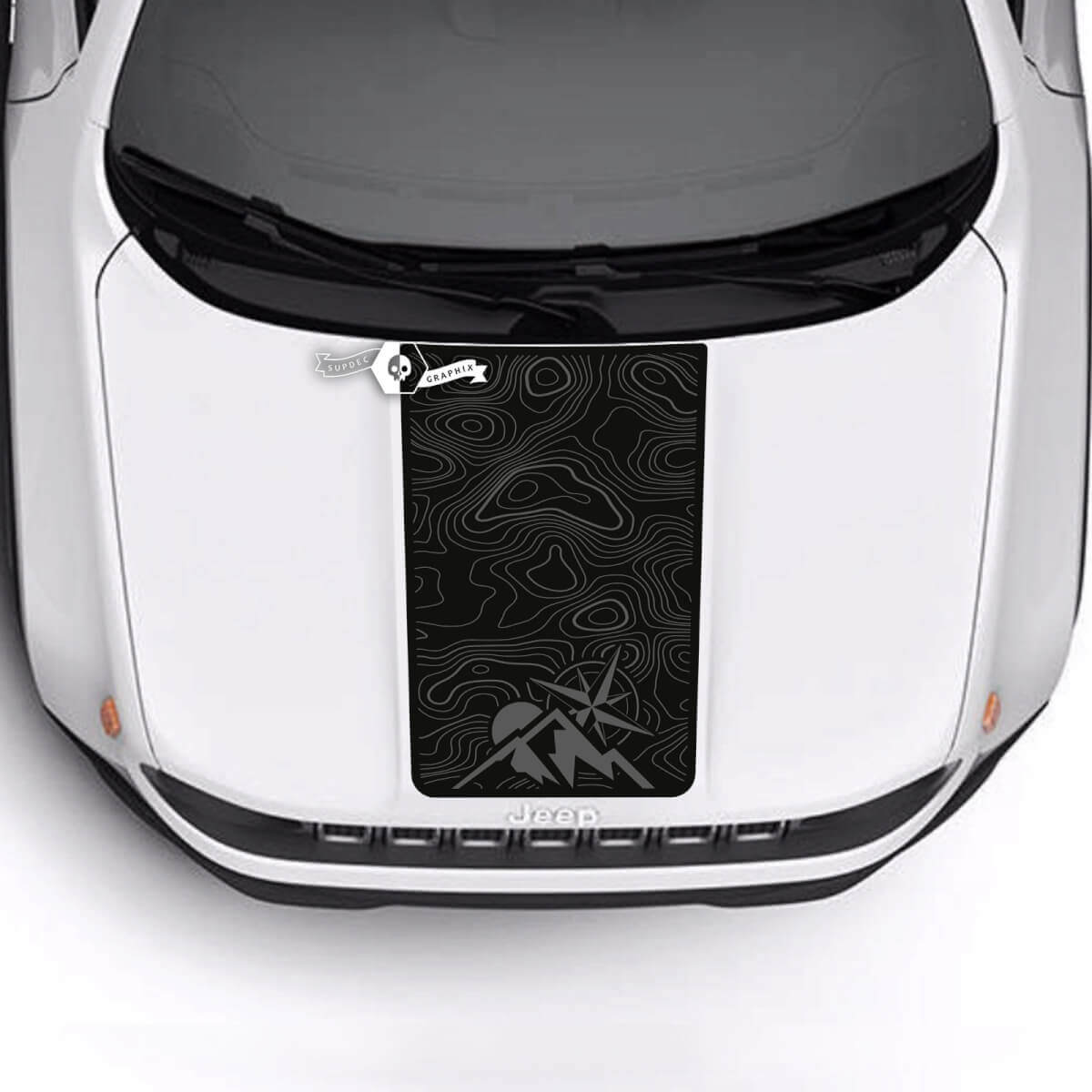 Jeep Renegade Trailhawk Sport Mountains Topographic Map Hood Stripe Vinyl Decal Sticker
