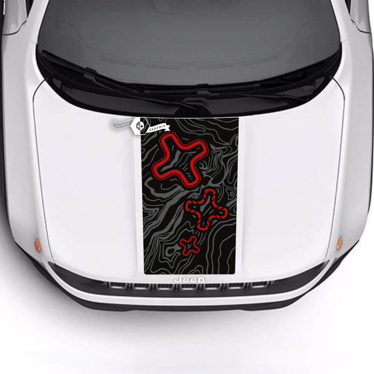 Jeep Renegade Trailhawk Sport Topographic Map Logo Hood Stripe Vinyl Decal Sticker 3 Colors
