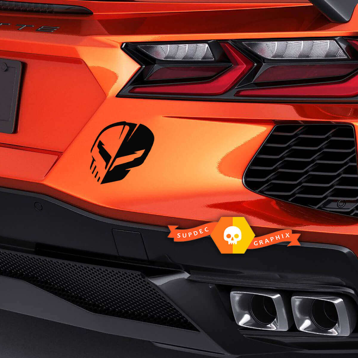 Jake Skull Rear Bumper Vinyl Decal for Chevrolet Corvette C8 Z06