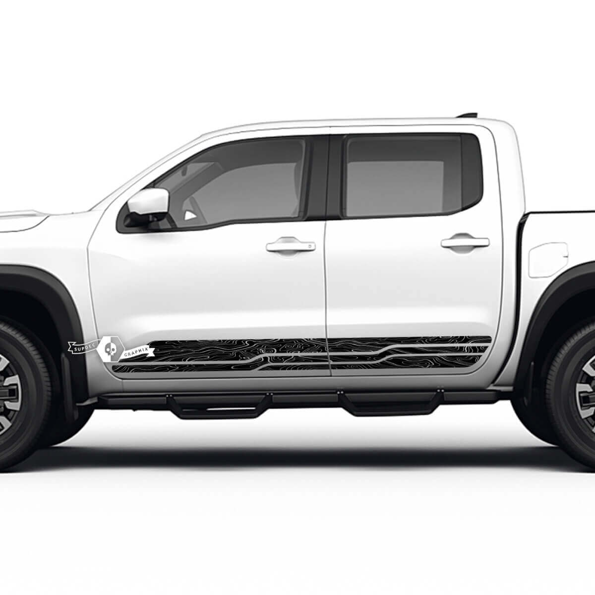 2 Nissan Decal Rocker Panel Side Topographic Map Nissan Frontier Stripe Vinyl Stickers Kit
