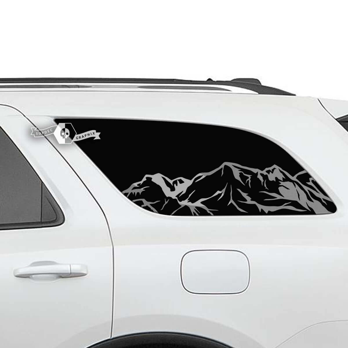 Pair Dodge Durango Side Doors Rear Window Mountains Decal Vinyl Stickers
