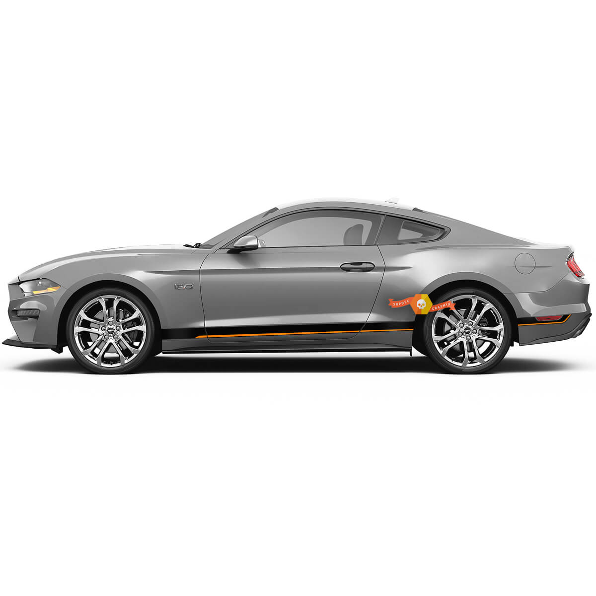 Pair Ford Mustang Mach Retro Rocker Decal Car Vehicle Vinyl Sticker Shelby Sport Racing Stripe Trim 2 Colors
