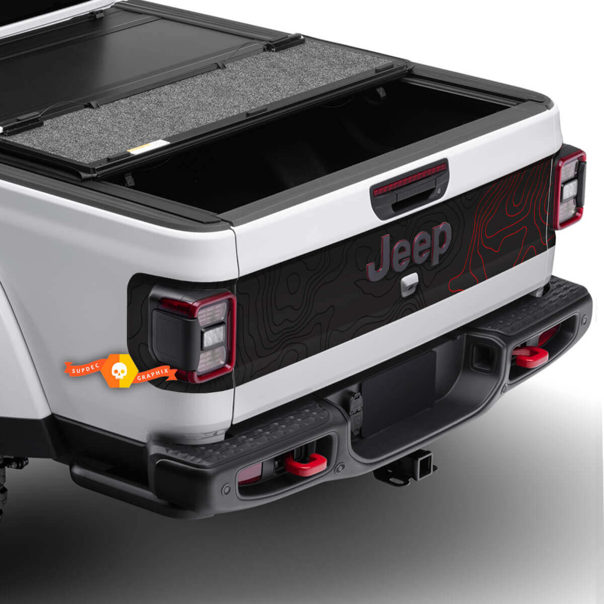 Jeep Gladiator Door Trunk Tailgate  Topographic Map Stickers Decals Vinyl Graphics 3 Colors
