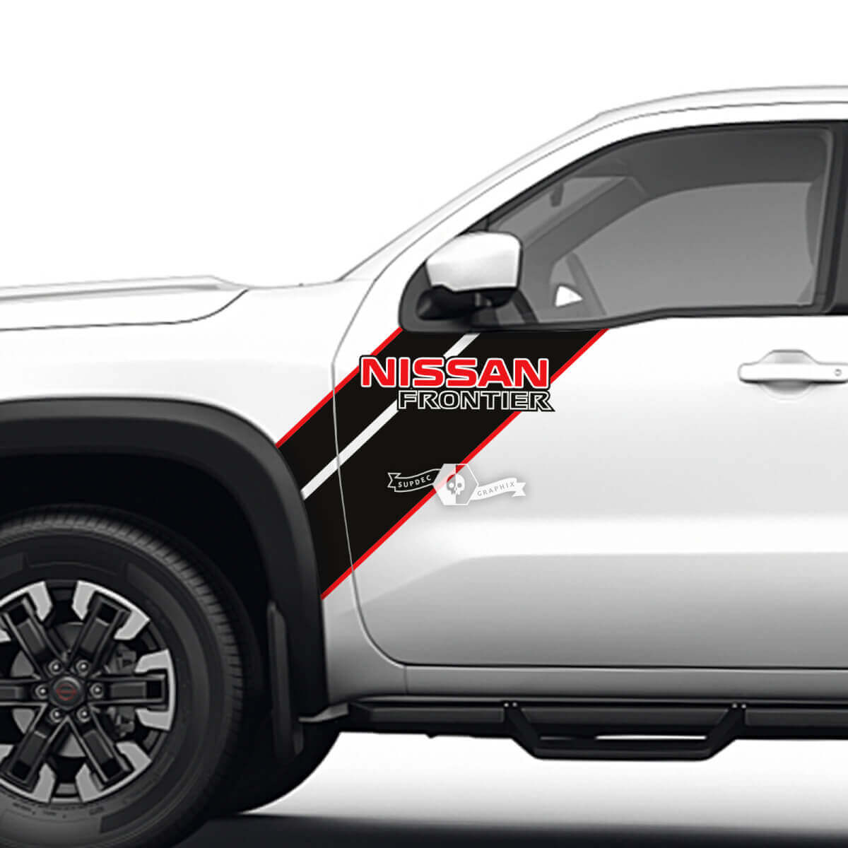 Pair Doors Front Fender Frontier Logo Stripe Vinyl Stickers Decals Graphics 2 Colors
