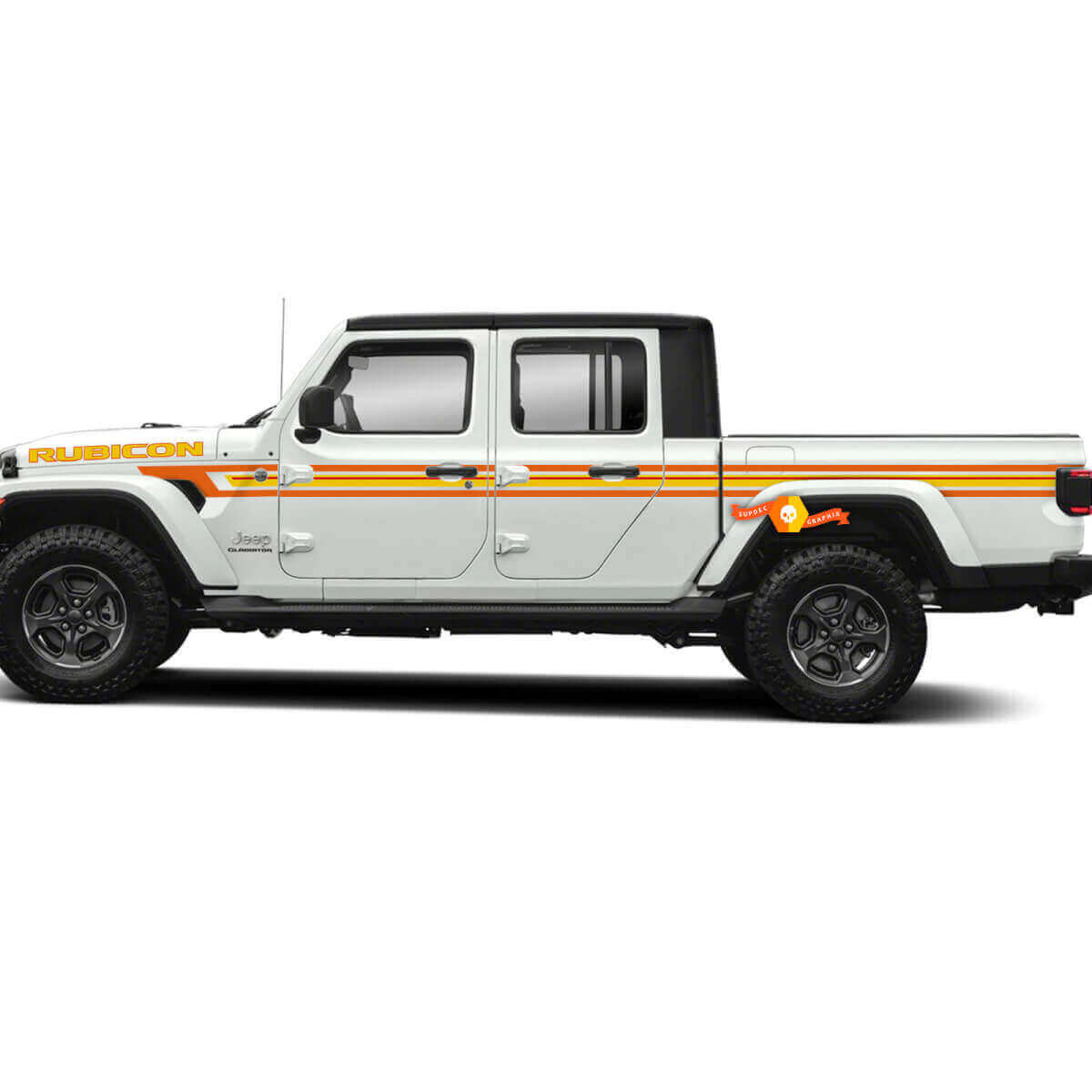 Retro Style Hood and Side Stripes Vinyl Decal Kit for Jeep Gladiator 