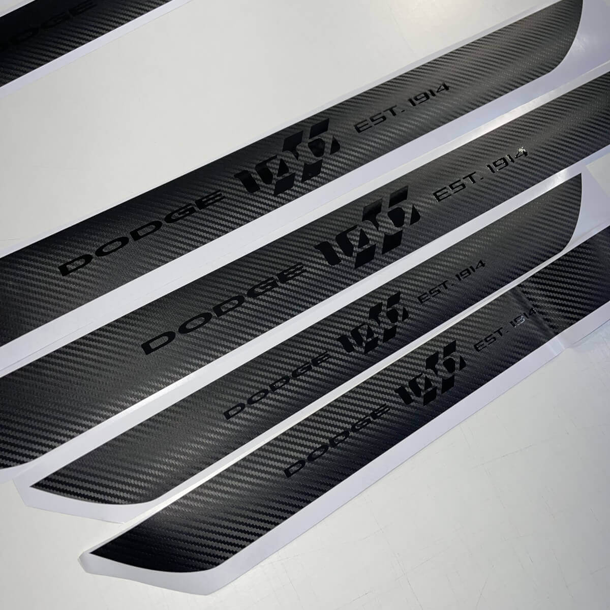 4x Dodge Challenger 100th Anniversary Door Sill Vinyl Decal Stickers Carbon Black
