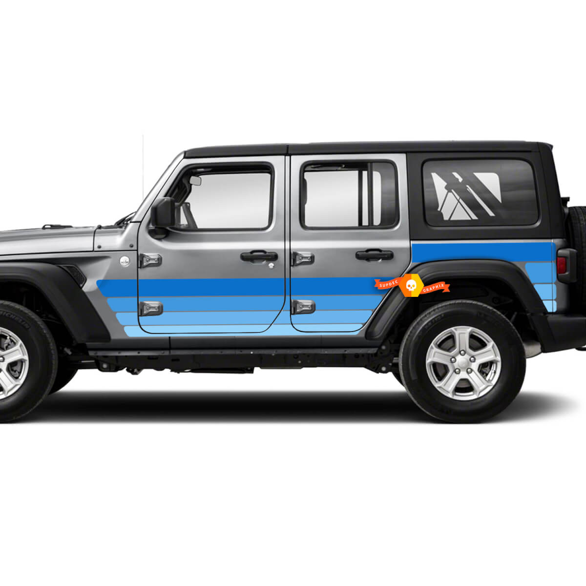 Jeep Wrangler JL Doors Bed Retro Vintage pickup truck Vinyl Stickers Decals Graphic Kit
