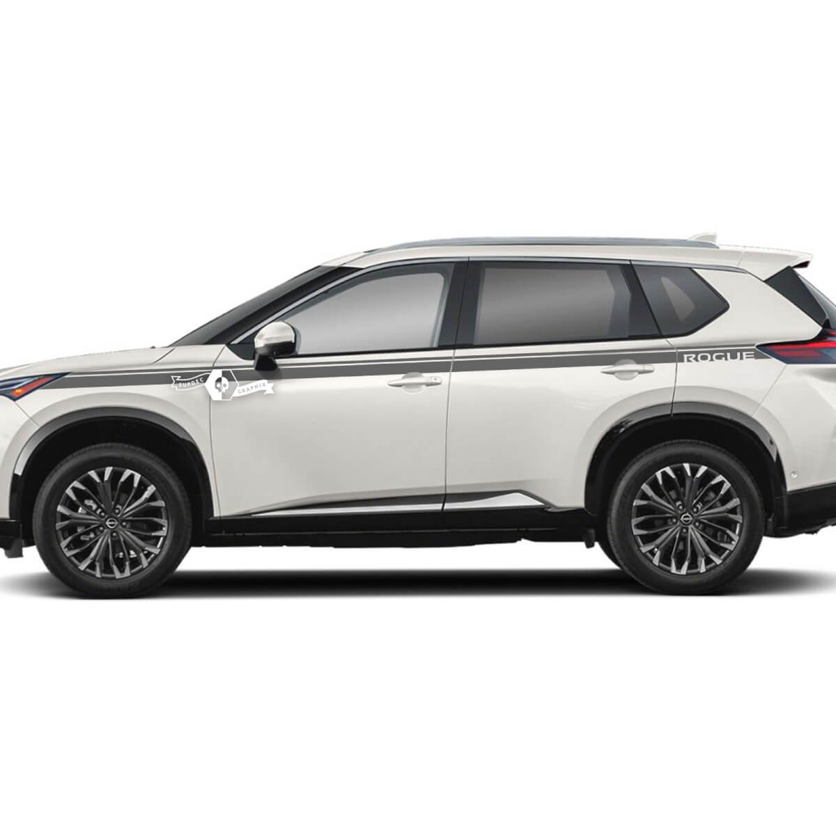 Pair Nissan Rogue Front Fender Side Up Door Rear Fender Trim Logo Stripes Sticker Decal Vinyl Graphic
