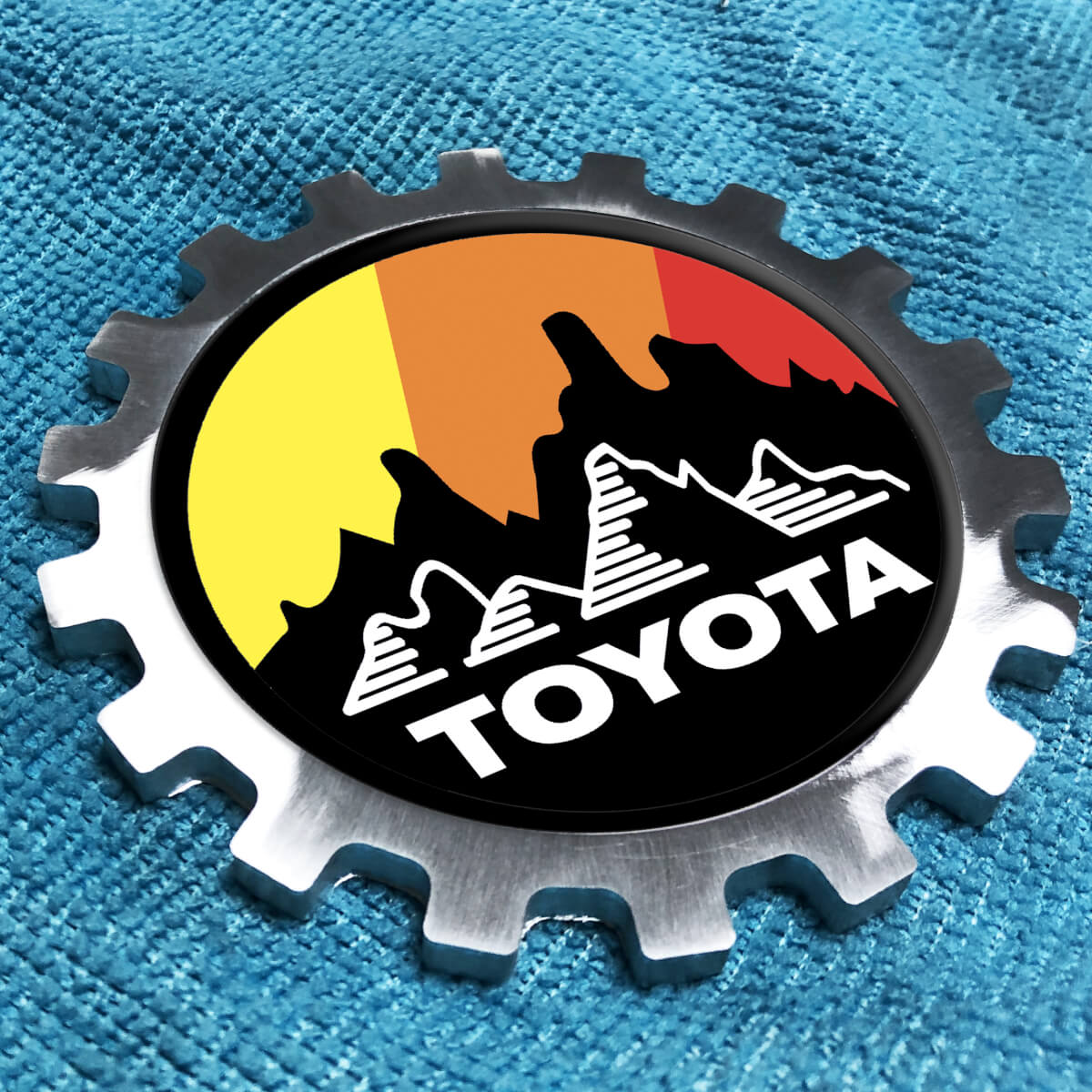 Toyota Mountains Retro 4x4 Metal Aluminium Badge Bedside Gear Emblem Aluminum
