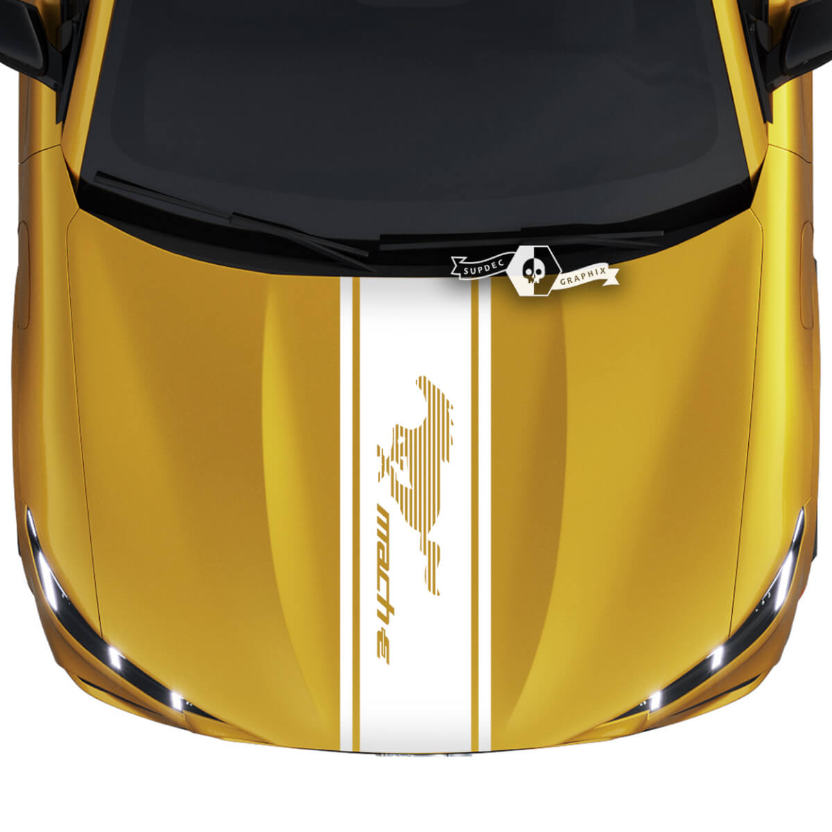 Hood Ford Mustang MACH-E MACH E Stripe Logo Outline Lines Decal Vinyl Stickers
