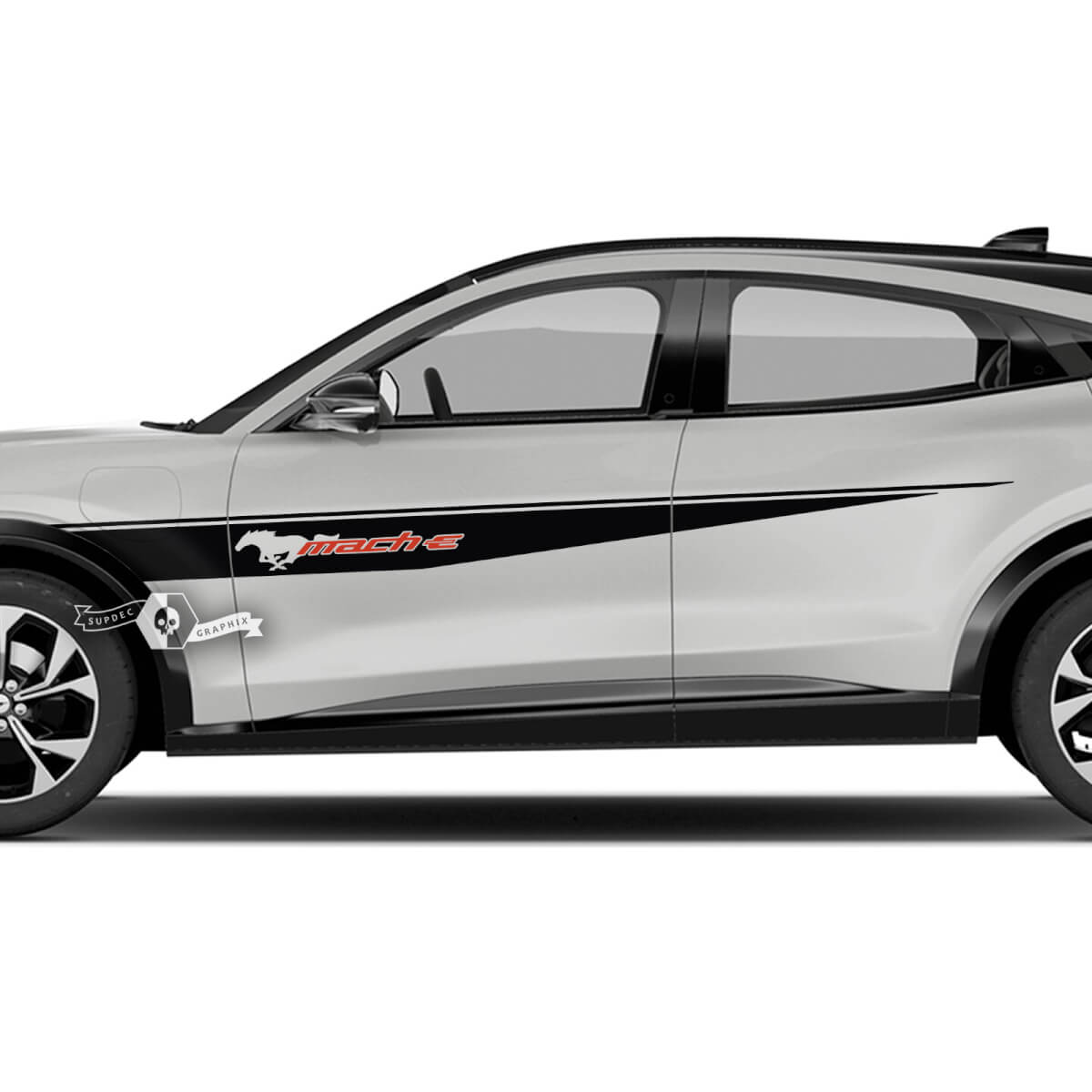 Pair Ford Mustang MACH-E MACH E Front Fender Top Line Stripes Side Door Logo Decal vinyl stickers 2 Colors
