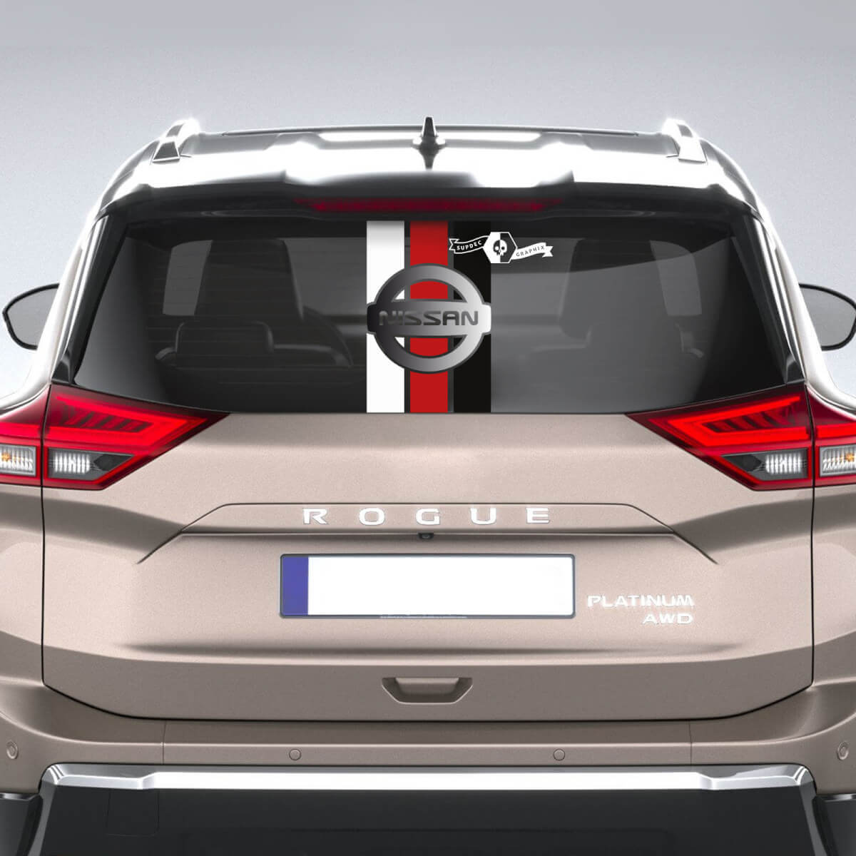 Rear Window Decal for Nissan Rogue Vinyl Sticker Graphic Tri colors Stripes
