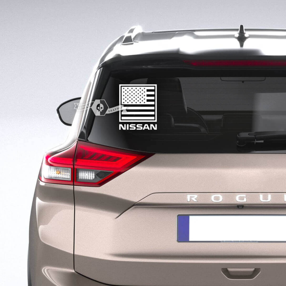 USA Flag Rear Window Vinyl Decal Sticker for Nissan Rogue
