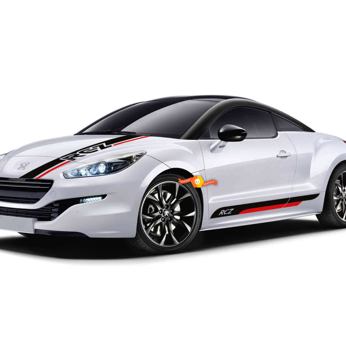 Racing Style Hood and Side Stripes Vinyl Decal Kit for Peugeot RCZ Coupe