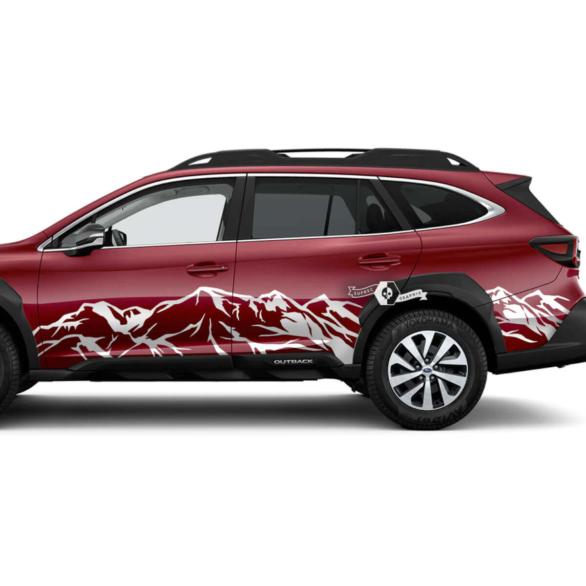 Suba Outback Side Doors Mountains Vinyl Sticker Decal Graphic
