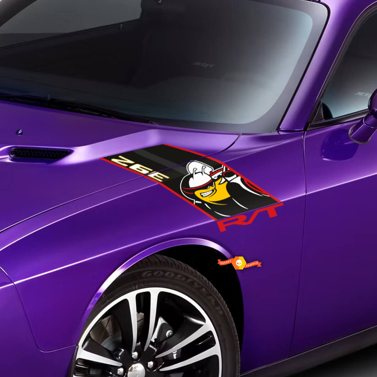 Hash Marks Hood Graphics Vinyl Stickers Decals for Dodge Challenger 08-14 Race Stripes
