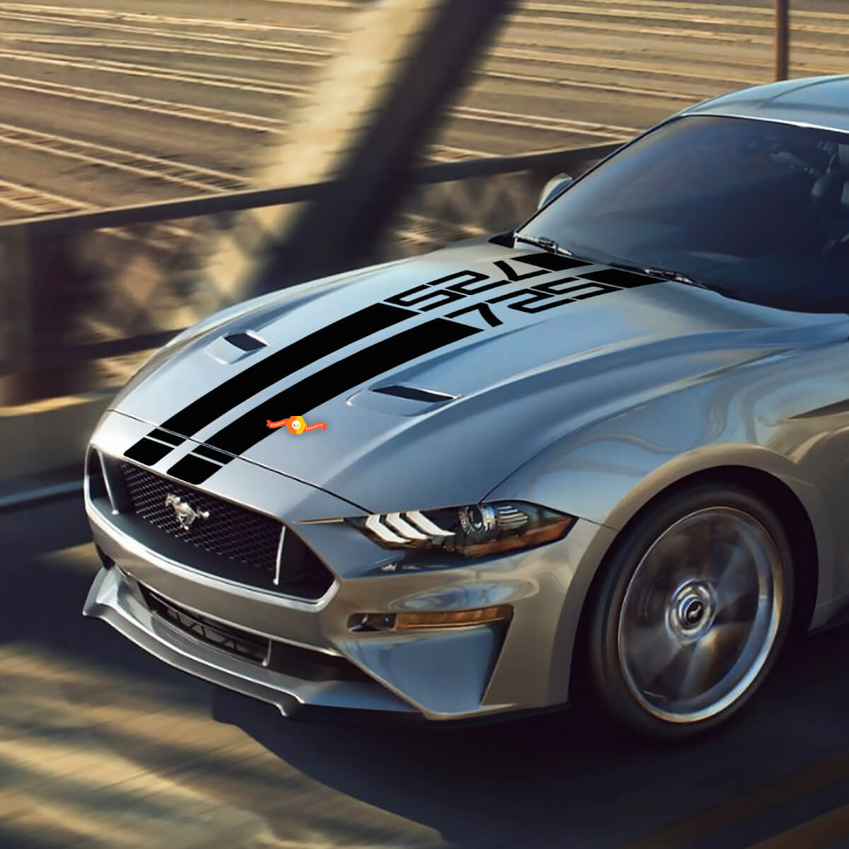 Hood Decals Stripes Mustang Rocket v8 725 for Ford Mustang vinyl decals stickers
