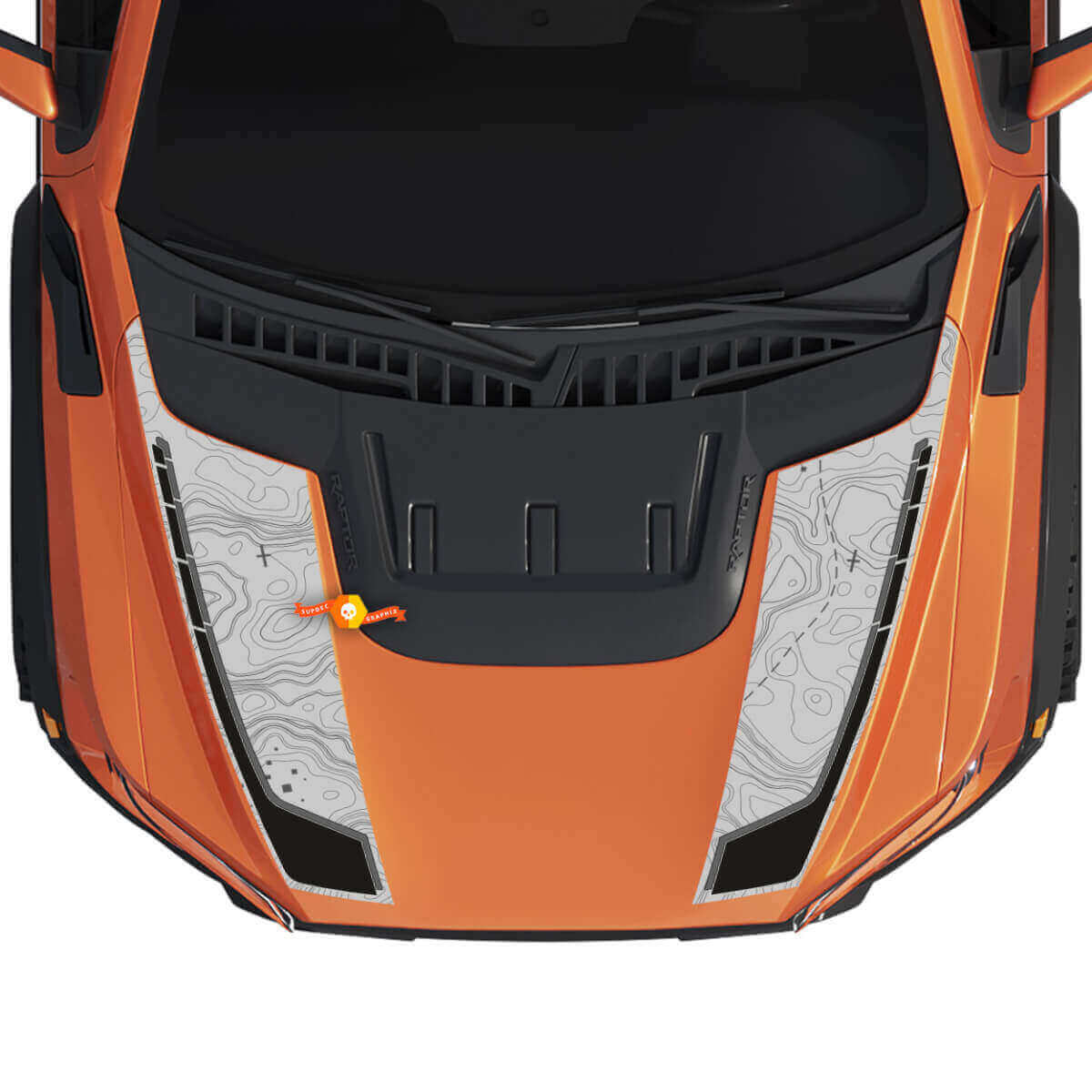 Hood Topographic Map Stripes Vinyl Decal Graphics Sticker Kit 2 for Musclecar truck power truck