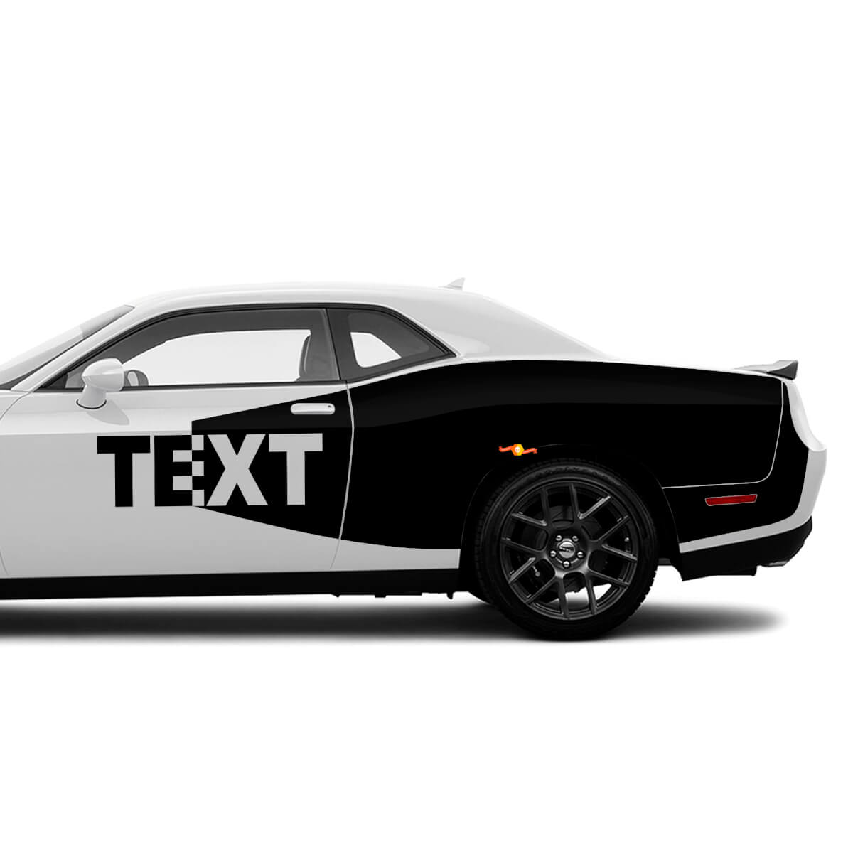 Custom Text Blackout Style Side Vinyl Decal Set for Dodge Challenger
