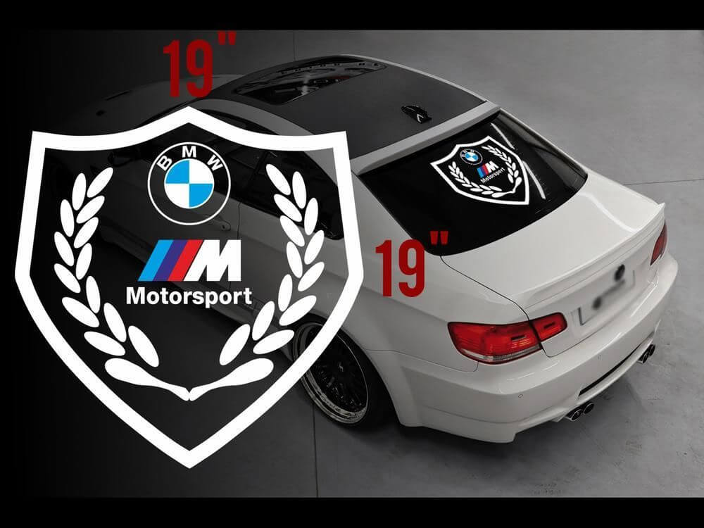 BMW Motorsport M logo rear window vinyl stickers decals for M3 M5 M6 e36 all
