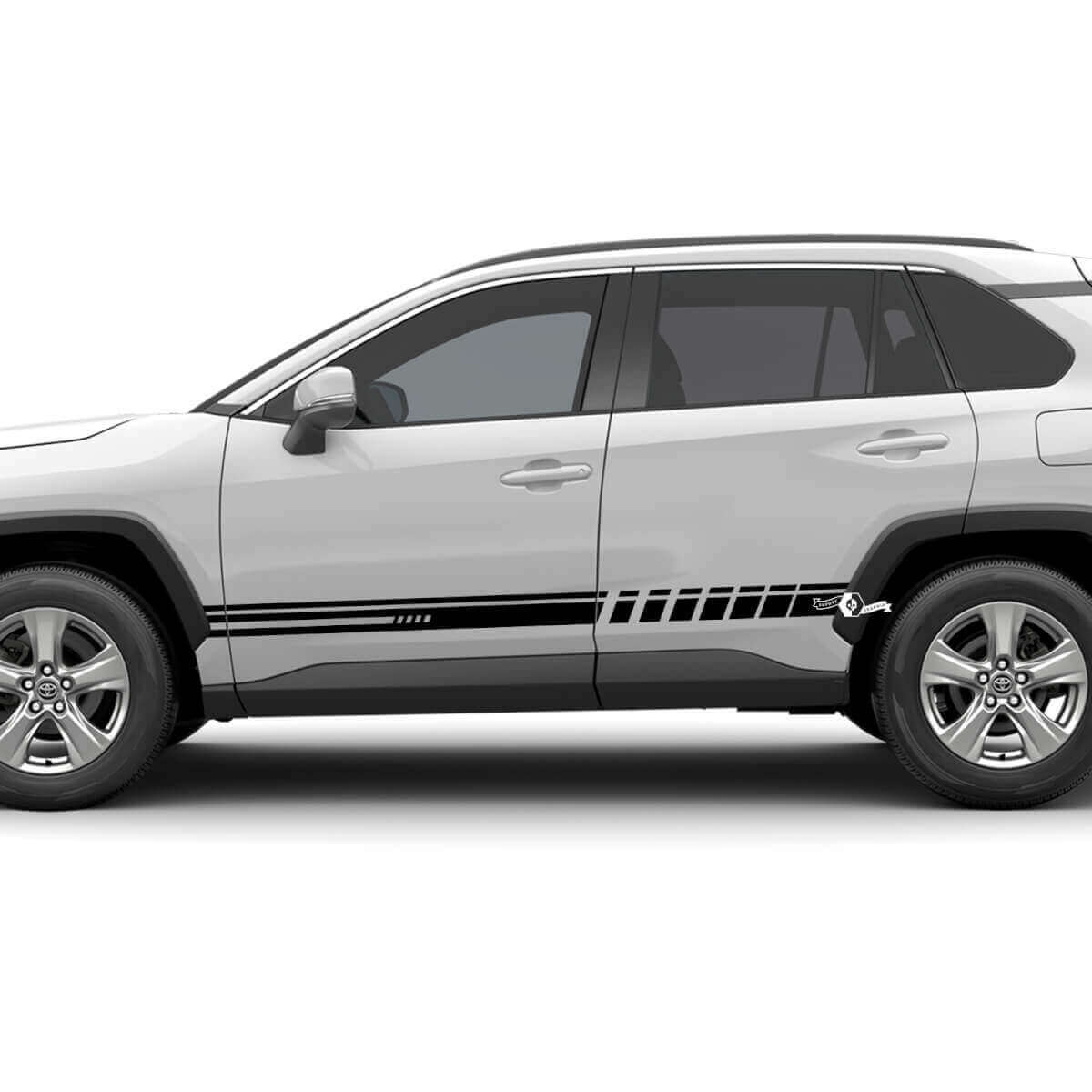 Side Racing Checkered Stripes Vinyl Decal Graphic Sticker For Toyota RAV4