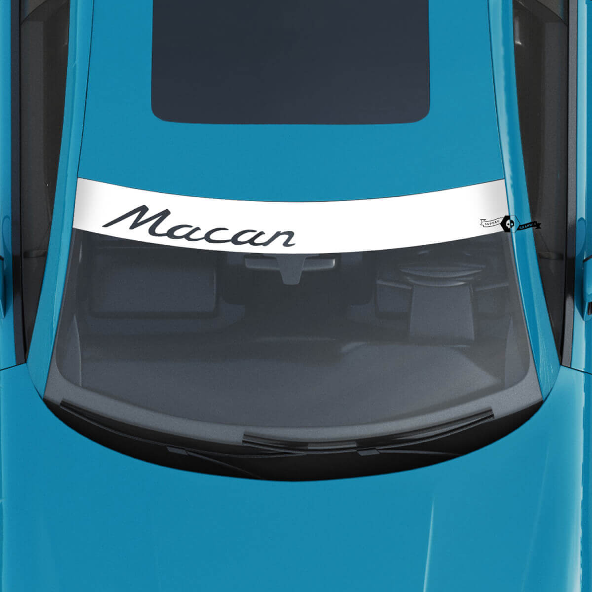 Porsche Macan Logo Windscreen with Background Stripes Kit Decal Sticker

